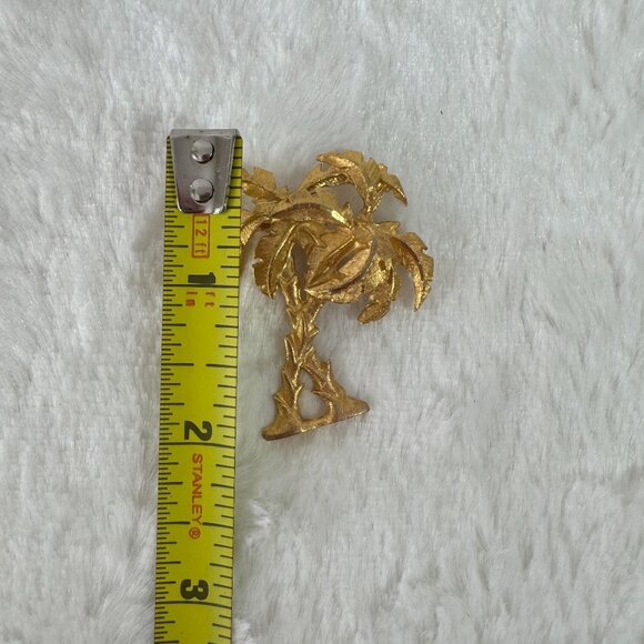 Gold-Tone Vintage Palm Tree Brooch Pin Tropical Jewelry Retro Beach Statement - Picture 4 of 4